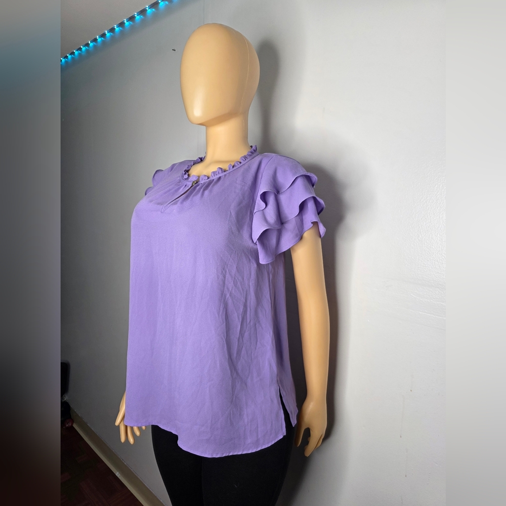 Liz Claiborne Women's Purple Ruffle Sleeve Blouse Size S